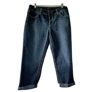 Nine West Date Night Fit Mid Rise Dark Wash Cuff Annette Capri Jeans Size 30/10